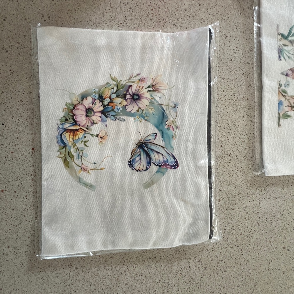 Amazon Floral Butterfly Pouch - White and Blue “C”